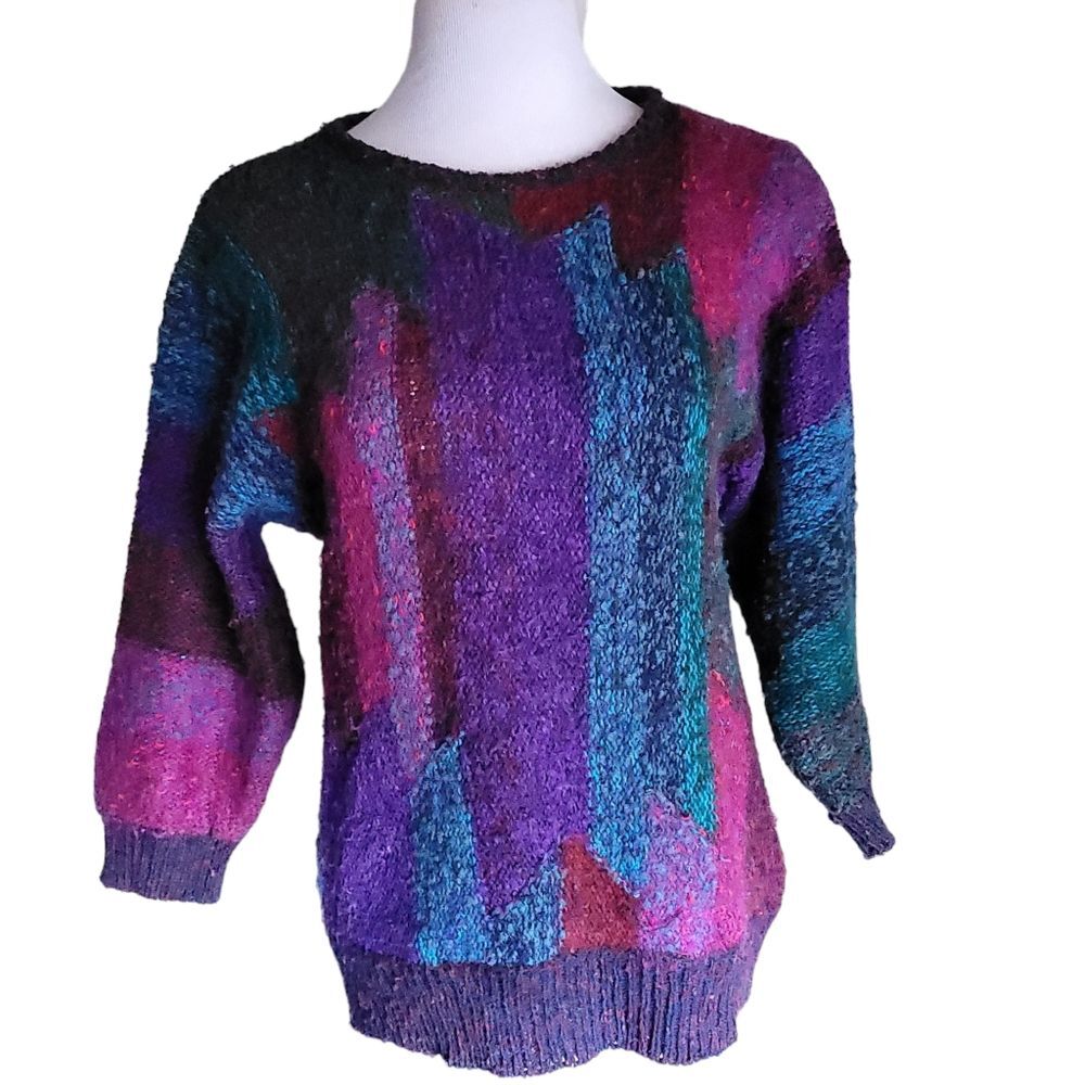 Koret Sweater Womens  Colorful Soft Pullover Sweatshirt Round Neck 90s